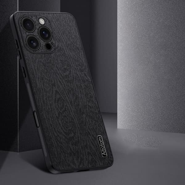 iPhone 16 Pro Tree Bark Läderfodral - Stöttålig Skal Blå