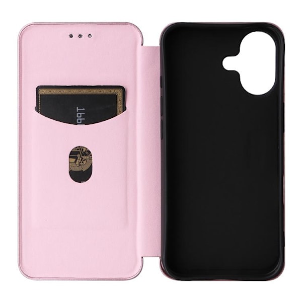 iPhone 17 Skal läderfodral - kolfibertextur Rosa