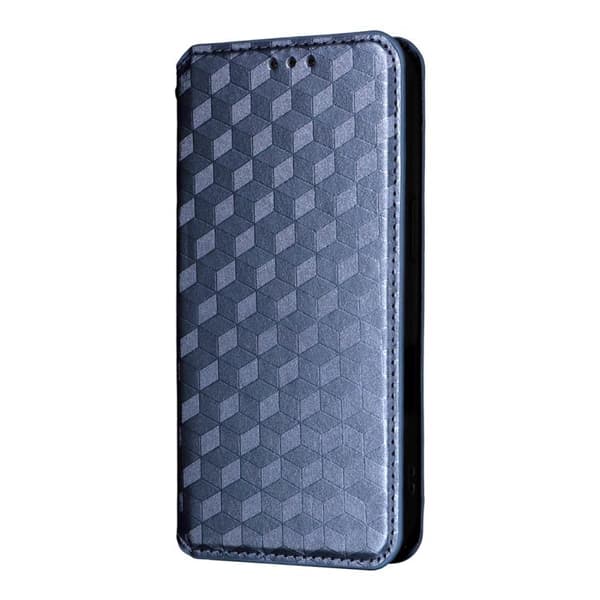 iPhone 18 Pro Max / iPhone 17 Pro Max Skal läderfodral med kubisk rutmönster Blå