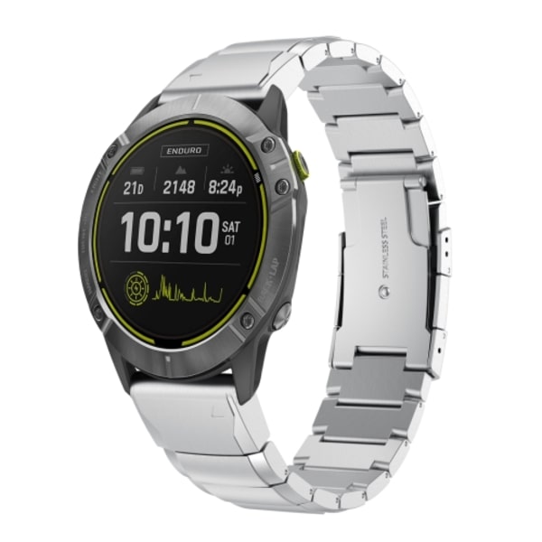 För Garmin Enduro 26mm Tortoise Shell watch i rostfritt stål Sliver