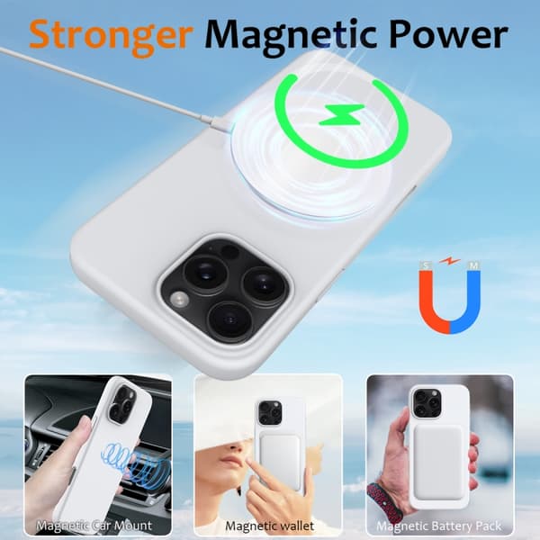 iPhone 16 Pro Max Shockproof Silikon Magsafe Skal Vit