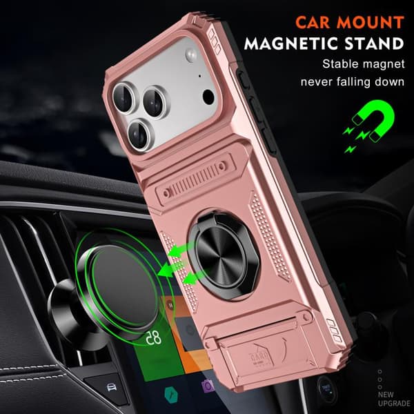 iPhone 18 Pro Max / iPhone 17 Pro Max Skal TPU+PC Stötsäker med Metallringhållare Roséguld