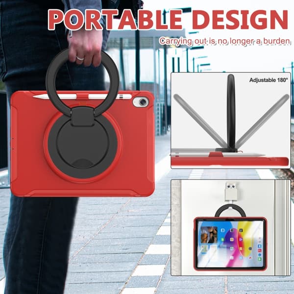 iPad 11 11:e generation / 10.9 10:e generation 2022/2025 Shockproof TPU + PC Skyddande Skal Röd