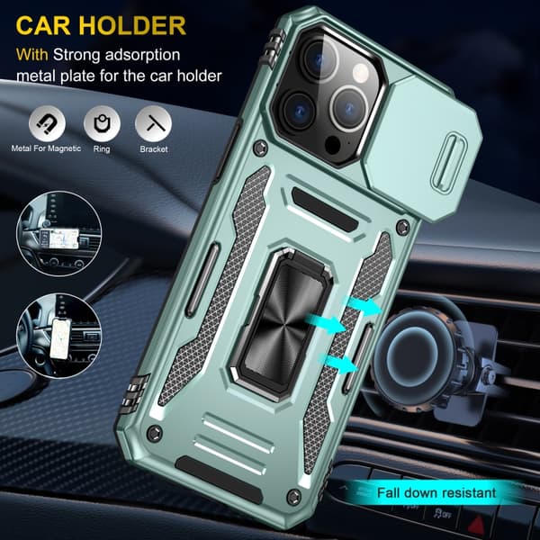 iPhone 16 Pro Max Skal med Armor PC + TPU Kameraskydd Alpingrön