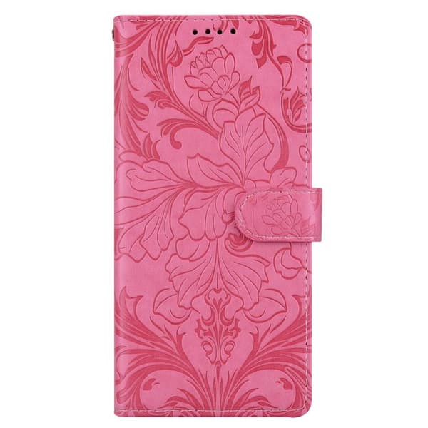 Redmi Note 14 5G - Prägad Blommönster Läderfodral Rosröd