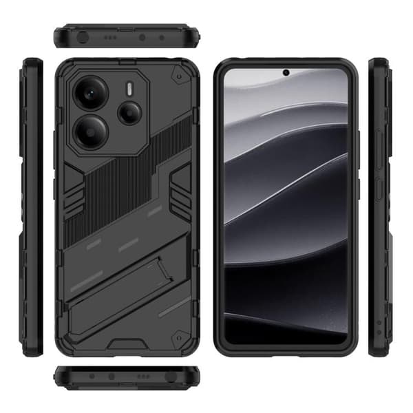 Redmi Note 14 4G - Punk Armor 2 i 1 PC + TPU Mobilskal med Ställ, Svart