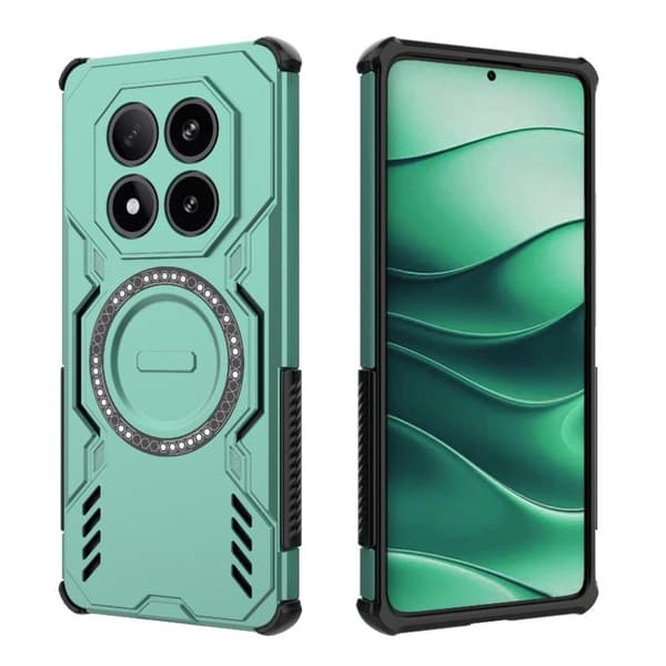 Redmi Note 14 Pro 5G - Butterfly Armor MagSafe Magnetisk Ring Stötsäker Mobilskal Ljusgrön