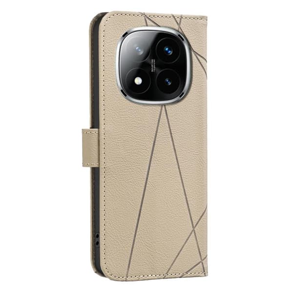 Redmi Note 14 Pro 5G / 14 Pro+ 5G - Geometriskt Mönster RFID Läderfodral Beige