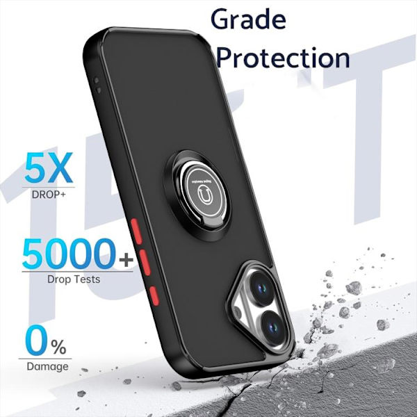 iPhone 17 Skal TPU + PC med Ring Röd
