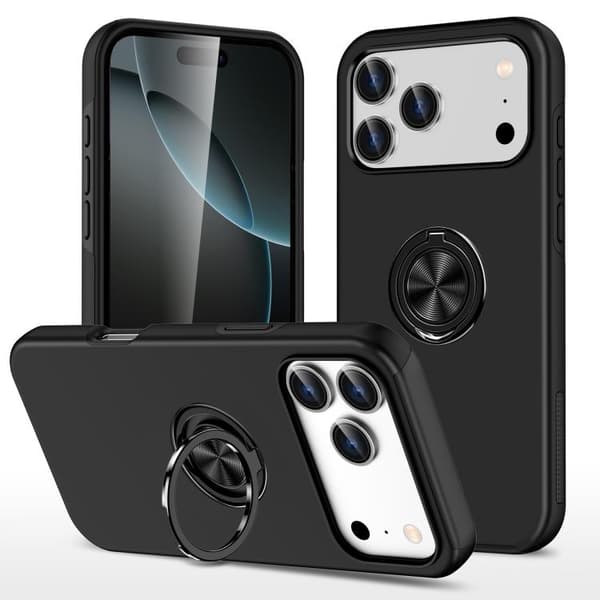 iPhone 18 Pro Max / iPhone 17 Pro Max Skal - PC + TPU med osynlig ringhållare Svart