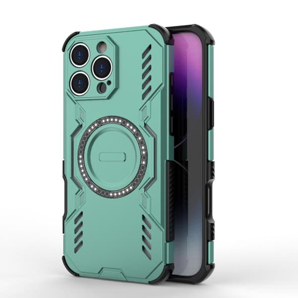 iPhone 16 Pro Butterfly Armor MagSafe Magnetisk Ring Stötsäker Skal Ljusgrön