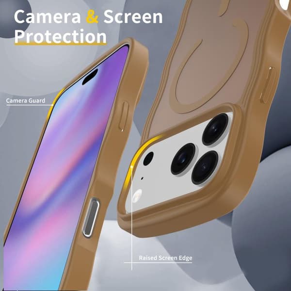 iPhone 17 Pro Max Skal med Vågtextur och MagSafe Brun