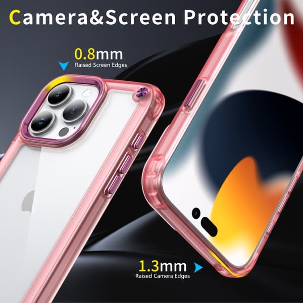 iPhone 16 Pro Max Skal TPU + PC - Skyddande och Slitstark Mobilskal Transparent rosa