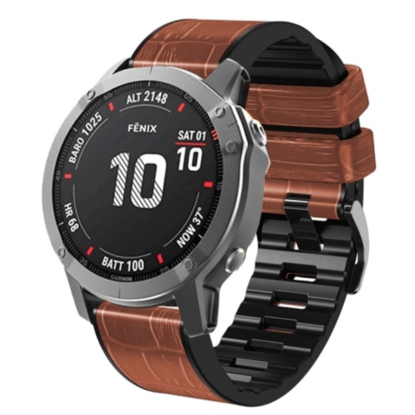 För Garmin Fenix ​​7/6 Pro/5 Plus 22 mm Crocodile Texture Watch Brown