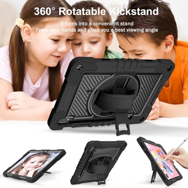Samsung Galaxy Tab S7/S8 360° Rotationsfodral i Silikon + PC Svart