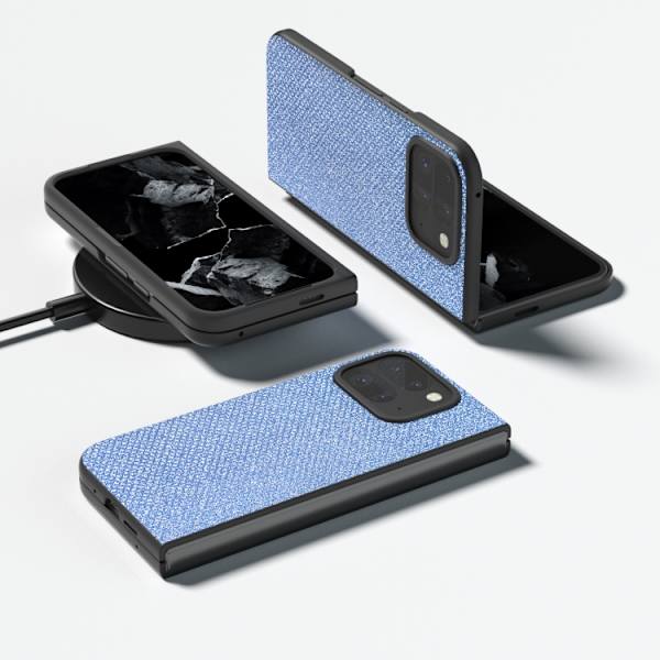 för Pixel 9 Pro Fold - Diamond Frame Edge Full Coverage Skal Safirblå