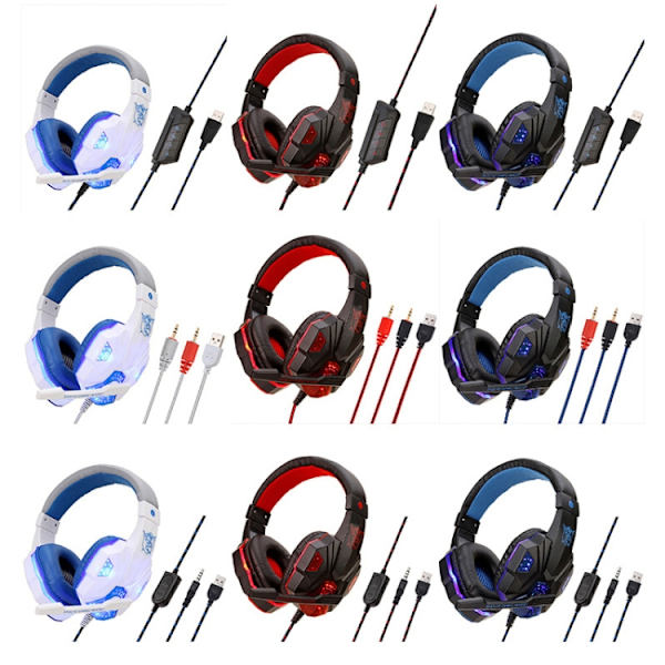 Soyto SY830 Datorspel Ljusstarkt Trådbundet Headset, Färg: För PS4 Vit blå