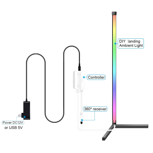 GVVOOHOME LED Symphony Fjärrkontroll Golv Atmosfärljus