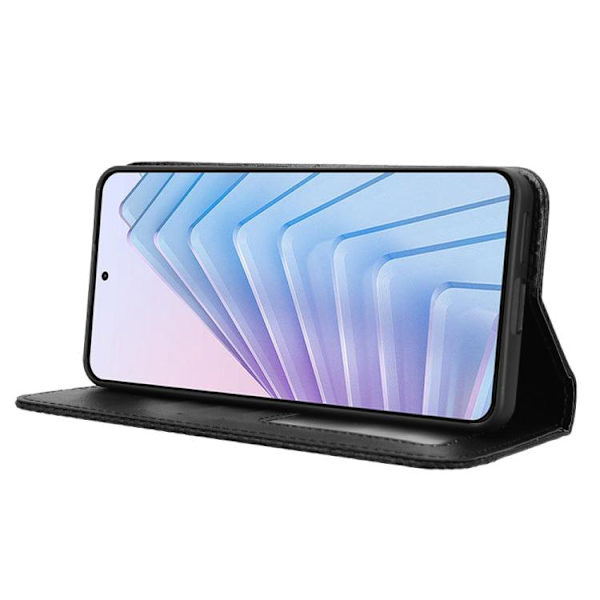 Redmi Note 14 4G - Magnetisk Spänne Retro Textur Läder fodral EU-version Svart