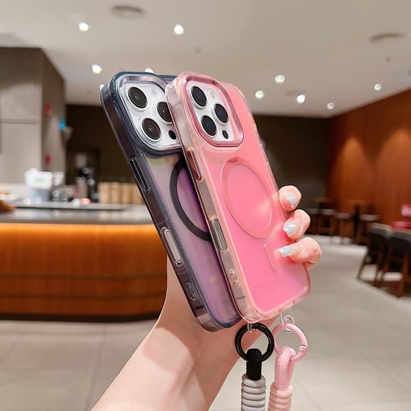 iPhone 18 Pro Max / iPhone 17 Pro Max Skal med Handledsrem - Bright Shadow Magsafe Missfärgning Svart