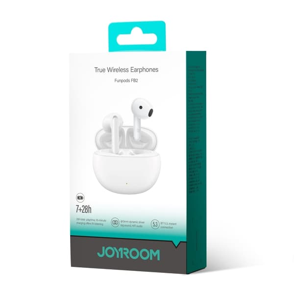 JOYROOM Funpods Series JR-FB2 Semi-In-Ear True Wireless Bluetooth-hörlurar Vit