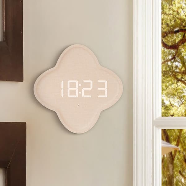 G236 LED Digital Display Blomforma Vardagsrumsväggklocka (Bomull Linne)