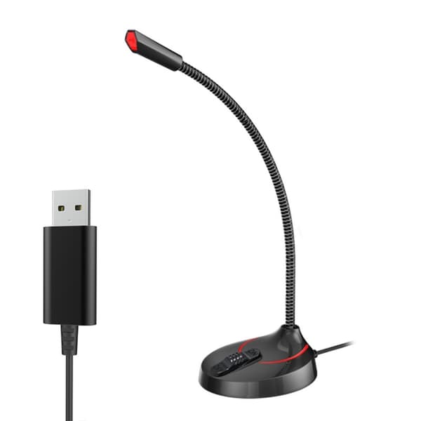 F12 Metall slang mötes skrivbordsmikrofon, spec: USB-version (svart)