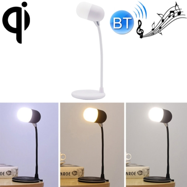 L4 Multifunktionell trådlös laddning LED-skrivbordslampa med Bluetooth 5.0-högtalare (vit)