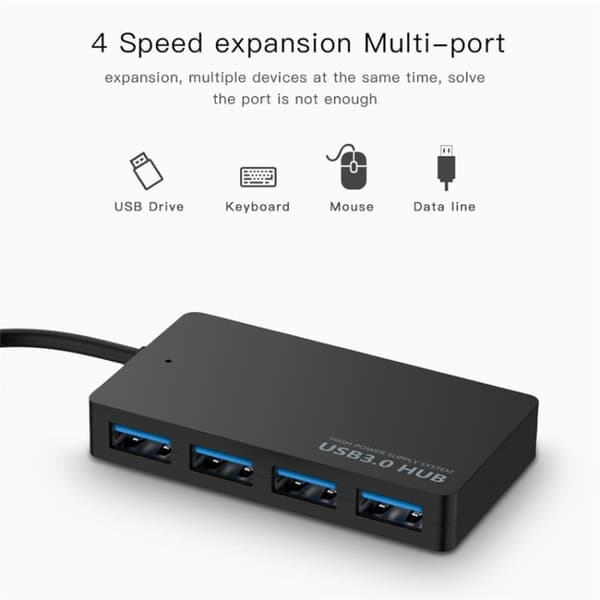 KYTC47 4-Port USB Adapter Kabel - Hög Hastighet USB Dockningsstation Multi-Interface Hub Konverter, Svart Typ-C