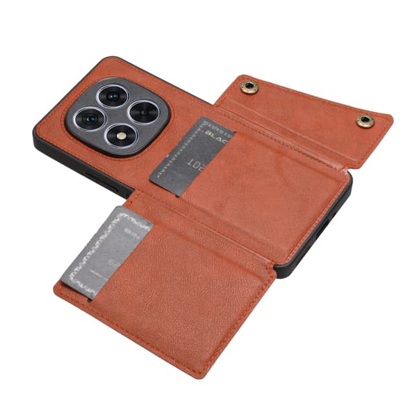 Redmi Note 14 Pro+ 5G - Magnetiskt Mobilskal med Dubbel Spelkortsfack Brun