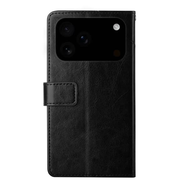 iPhone 18 Pro Max / iPhone 17 Pro Max Skal läderfodral med Y-formad mönster Svart