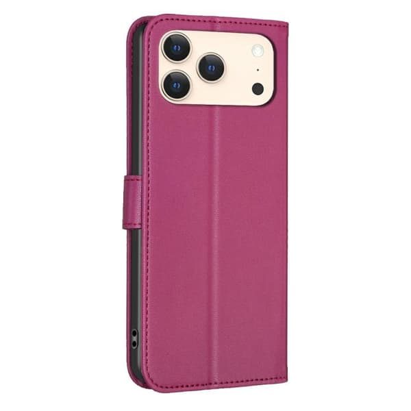 iPhone 18 Pro Max / iPhone 17 Pro Max Skal läderfodral med fyrklöverprägling Rosröd