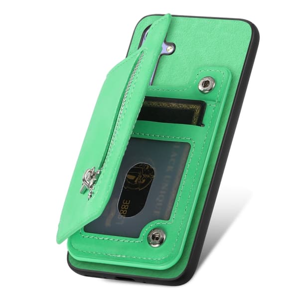 Redmi Note 14 Pro+ 5G Retro MagSafe Dragkedja Plånbok Kortväska Bakfodral Grön