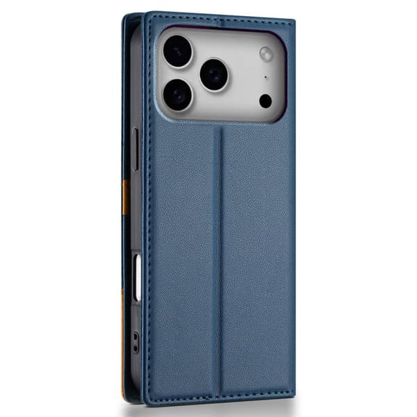 iPhone 18 Pro Max / iPhone 17 Pro Max Skal läderfodral N.BEKUS P3 RFID med magnetisk flip Blå