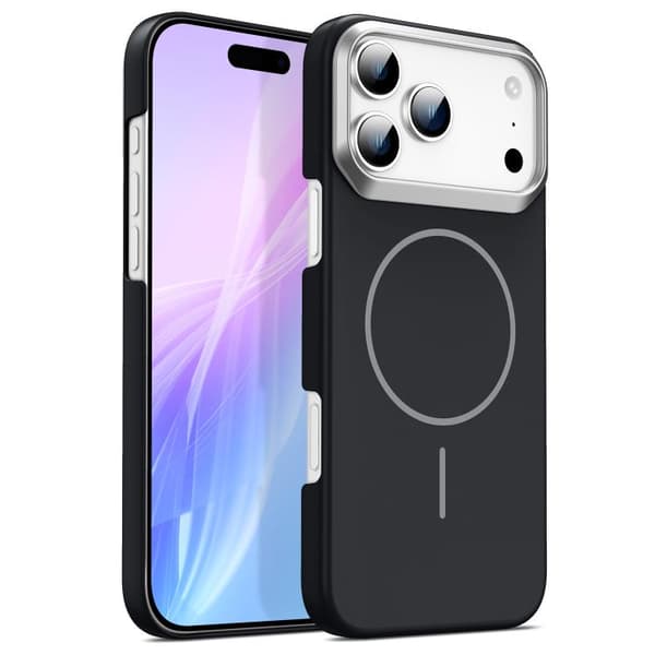 iPhone 18 Pro / iPhone 17 Pro Guld Armor PC Tunn Cirkel MagSafe Stötsäker Skal Svart