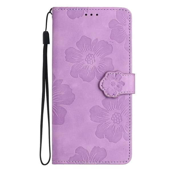 Redmi Note 14 Pro 4G - Blommig Pr präglad Läderfodral Purpur