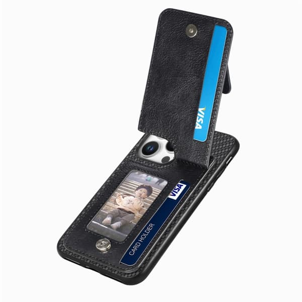 iPhone 16 Pro Max Kolfiber Vertikal Flip Zipper Skal Svart