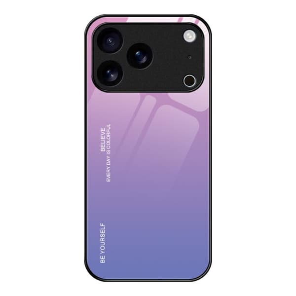 iPhone 18 Pro / iPhone 17 Pro Gradient Färg Glas Skal Rosa Lila