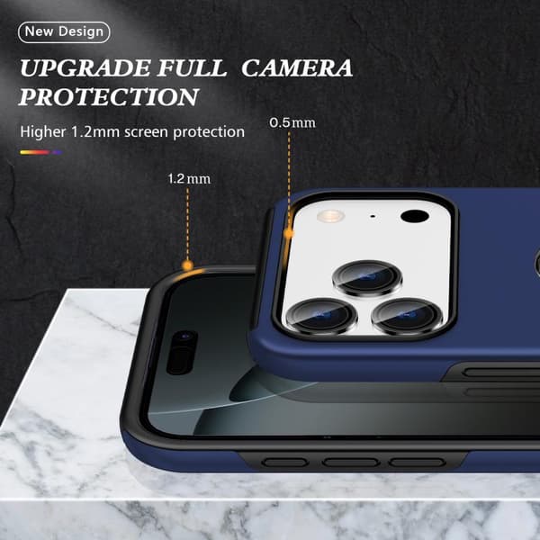 iPhone 18 Pro Max / iPhone 17 Pro Max Skal - PC + TPU med osynlig ringhållare Marinblå