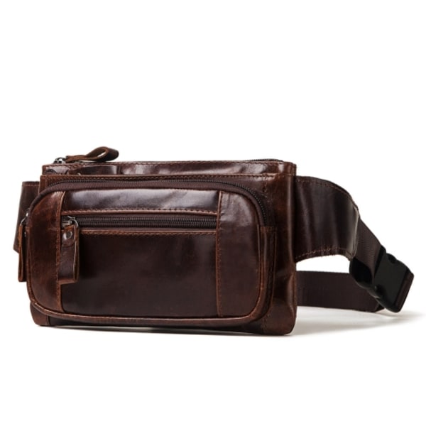MH562 Läder Herr Midjeväska Multifunktionell Retro Messenger Bag Brun