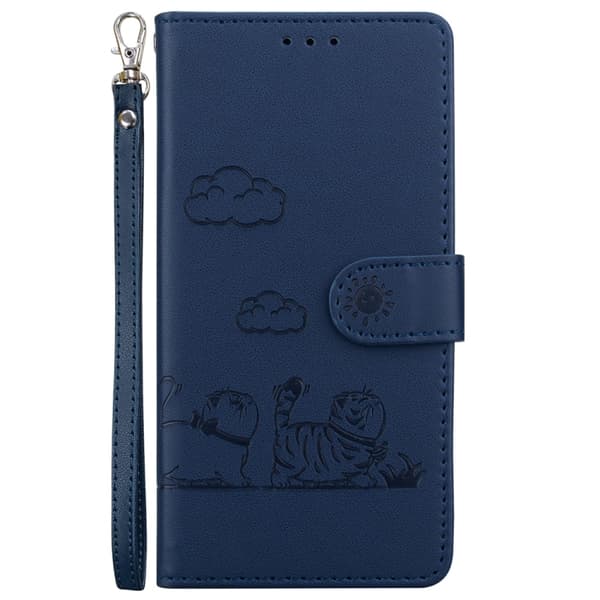 Redmi Note 14 Pro / Note 14 Pro+ 5G Söt Katt RFID Läder fodral Blå