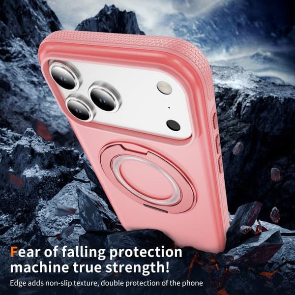 iPhone 18 Pro Max / iPhone 17 Pro Max Skal - Translucent PC Gear Holder med C MagSafe Ljusrosa + Rosa