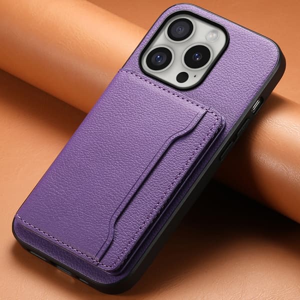 iPhone 16 Pro Kalvtextur Skal Design med Full Täckning Purpur