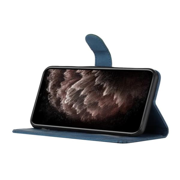 iPhone 18 Pro Max / iPhone 17 Pro Max Skal läderfodral med kubisk känsla och flip-funktion Blå
