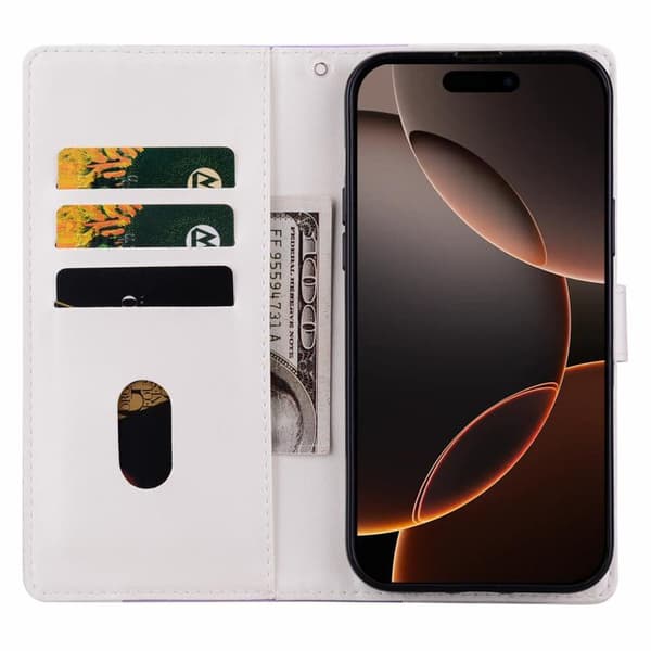 iPhone 18 Pro / iPhone 17 Pro Skal Läderfodral - Två Färger Lila Vit