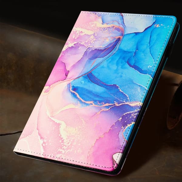 Samsung Galaxy Tab A 10.5 T590 Marble Litchi Läderfodral Rosa Blå