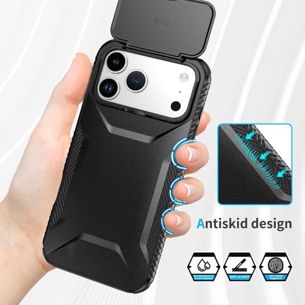 iPhone 18 Pro / iPhone 17 Pro Skal med Glidande Camshield Svart