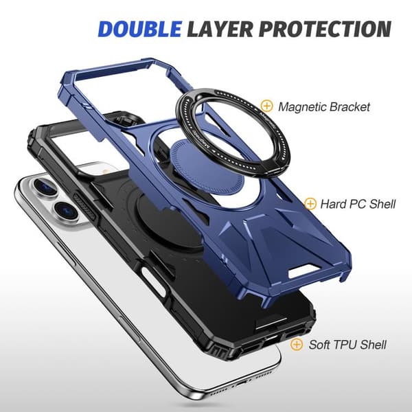 iPhone 18 Pro Max / iPhone 17 Pro Max Skal med MagSafe, Stötsäker med Ringhållare Marinblå