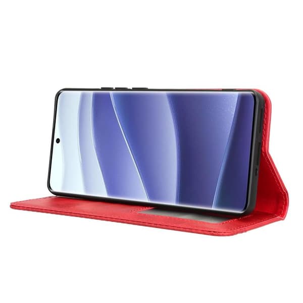 Redmi Note 14 Pro+ 5G - Magnetisk Spänne Retro Textur Läder fodral Röd