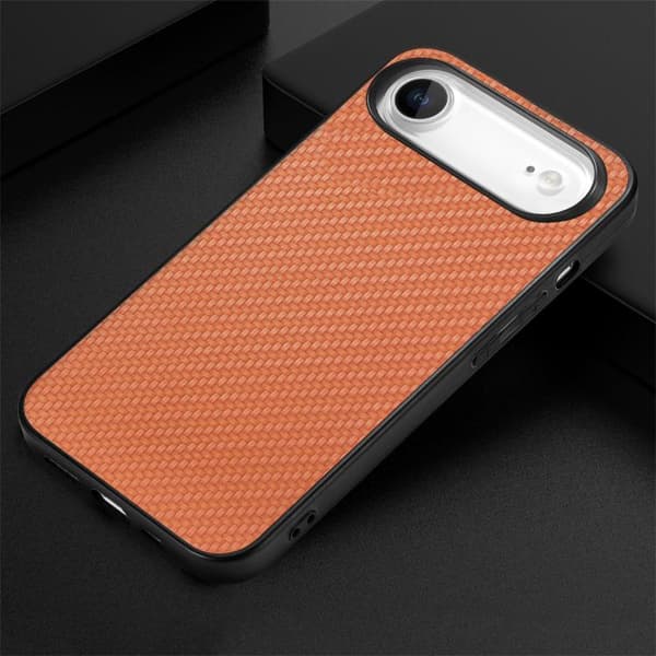 iPhone 17 Air Skal - Kolfibertextur och Läder Brun